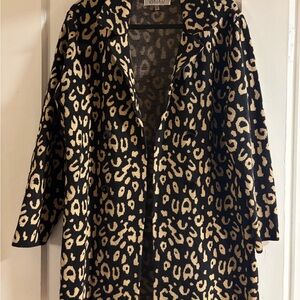 Kasper Black and Tan Animal Print Coat
